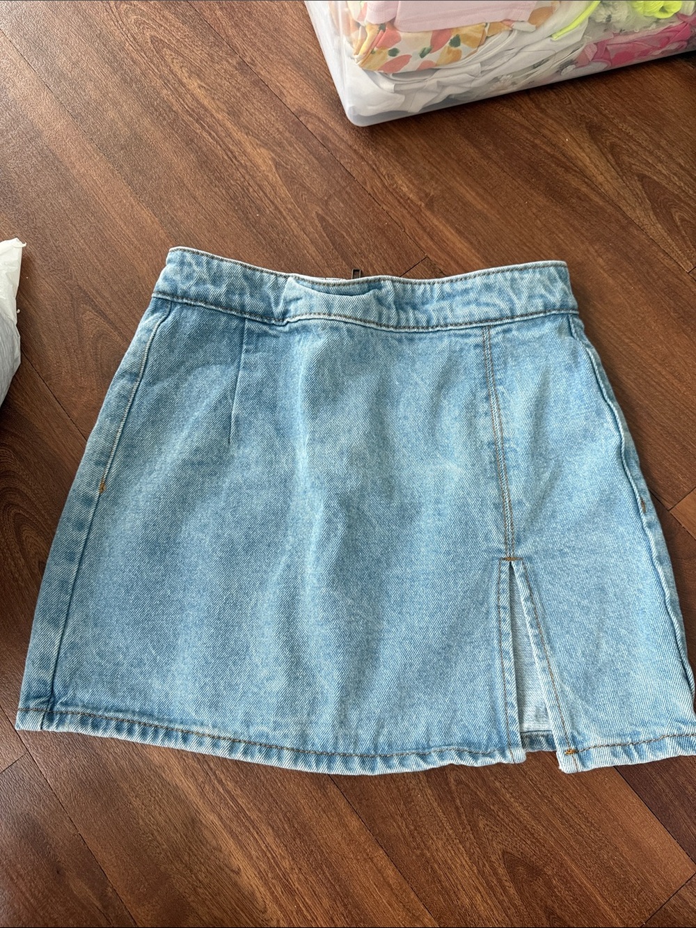 Lioness - Light Blue Denim Mini Skirt with Front Slit - Small